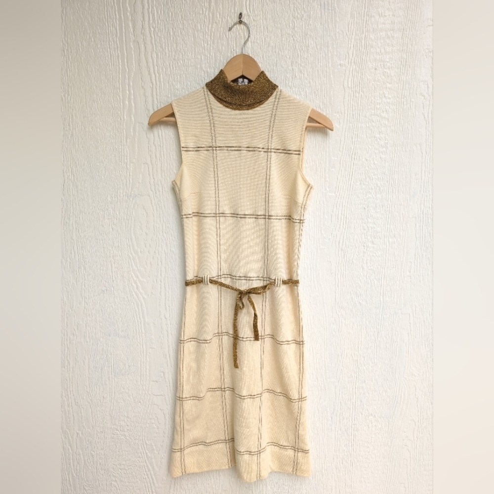 Vintage Francesca for Damon Italy Wool And Metallic Sleeveless Dress Size 10